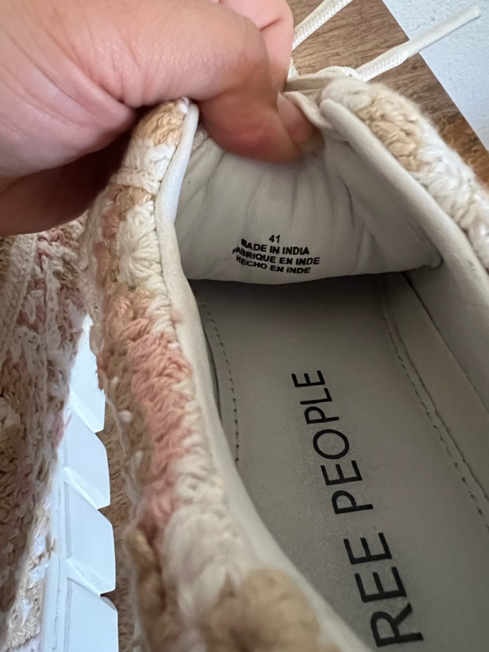 Free People Catch Me If you can crochet sneakers Pink Combo Size 41 - Picture 11 of 11